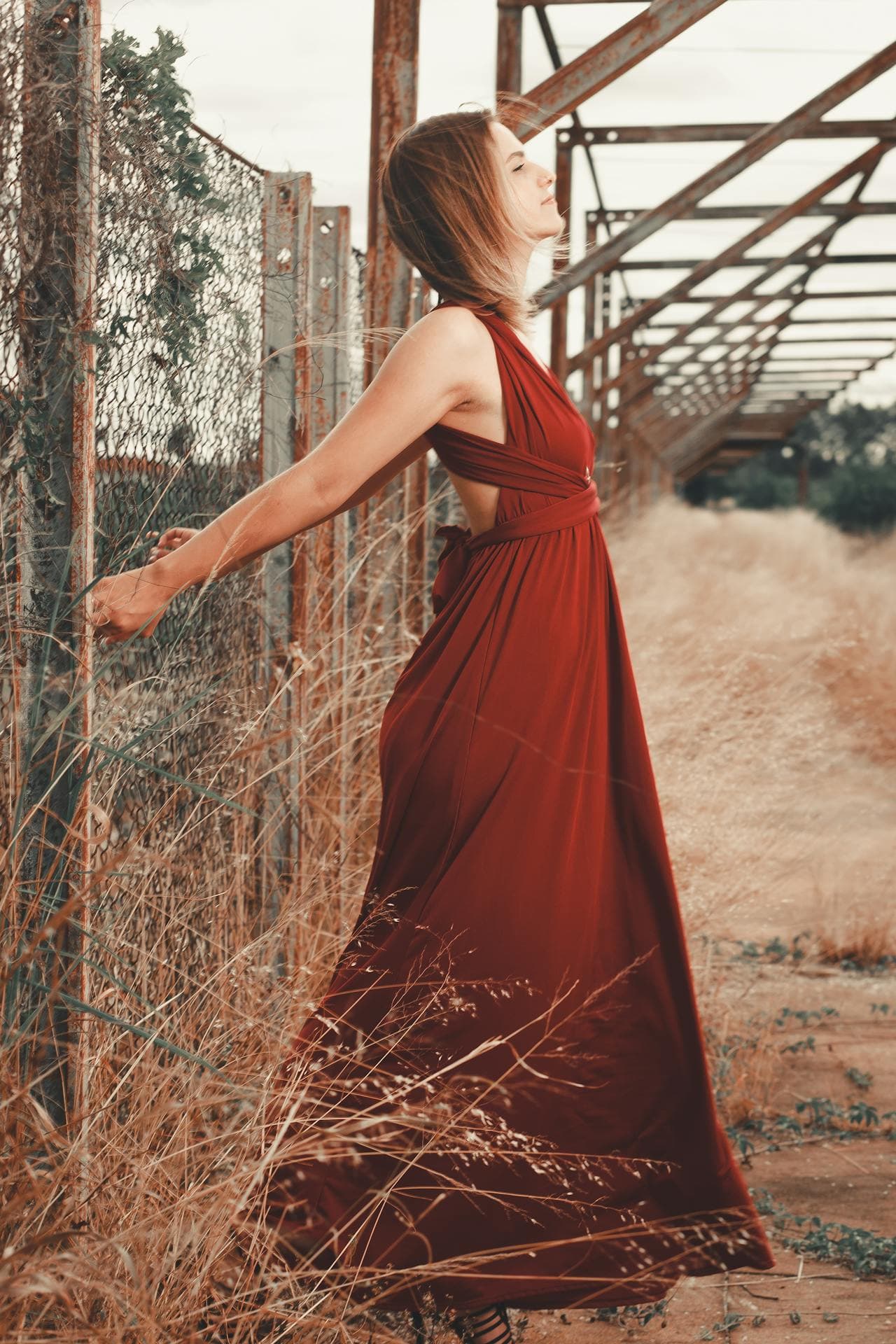 Crimson Wrap Dress