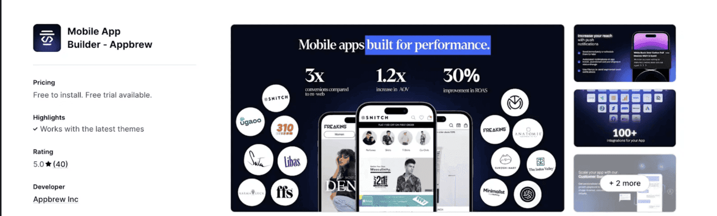 Appbrew is the best mobile app builder for Shopify merchants looking to&nbsp;turn shopify store into a mobile app.&nbsp;