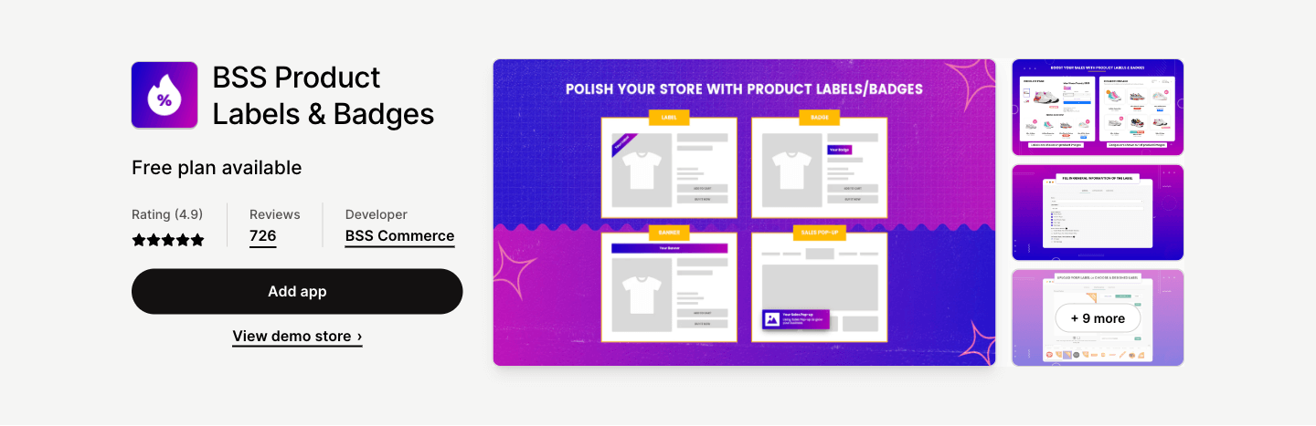 Get customers' attention with labels/badges/banners and promote your products to boost your sales