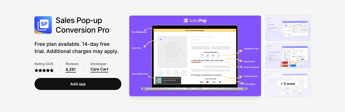 Sales Pop-up creates urgency, social proof &amp; FOMO using timer, shipping bar &amp; sales notifications