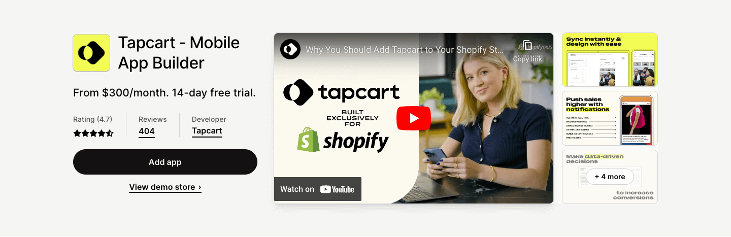 Tapcart is a mobile app builder helping stores to improve mobile conversions and retain customers.