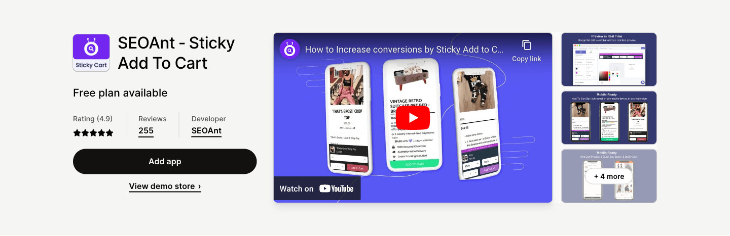 Increase conversion rate and checkout faster with Sticky Add to Cart.