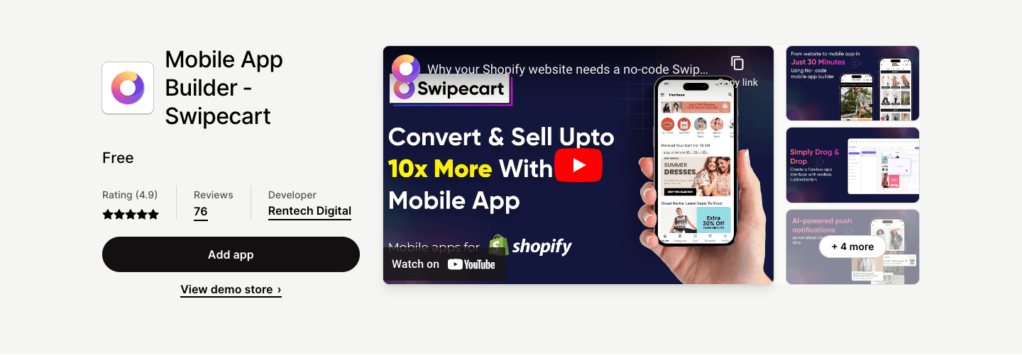 No code mobile app builder to convert your store into a mobile application
