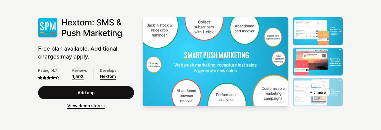 Boost revenue and recover lost sales with SMS and web push marketing campaigns and automations.