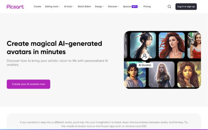 Picsart AI-generated avatars in best ai avatar tools
