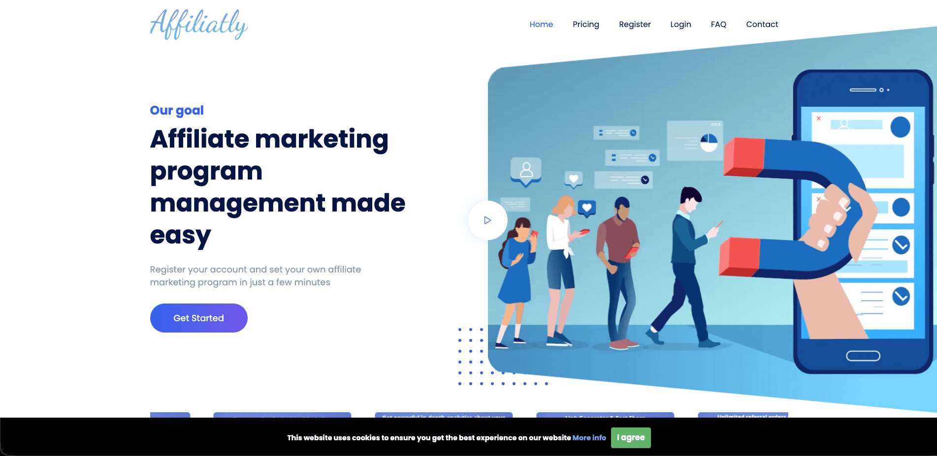 Screenshot of Affiliatly homepage