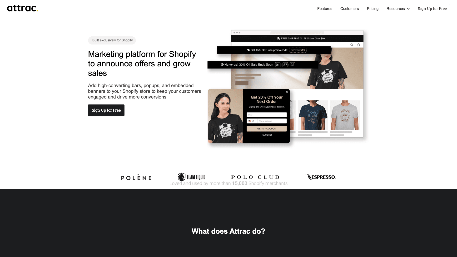 Screenshot of Attrac Announcement Bar Banner homepage