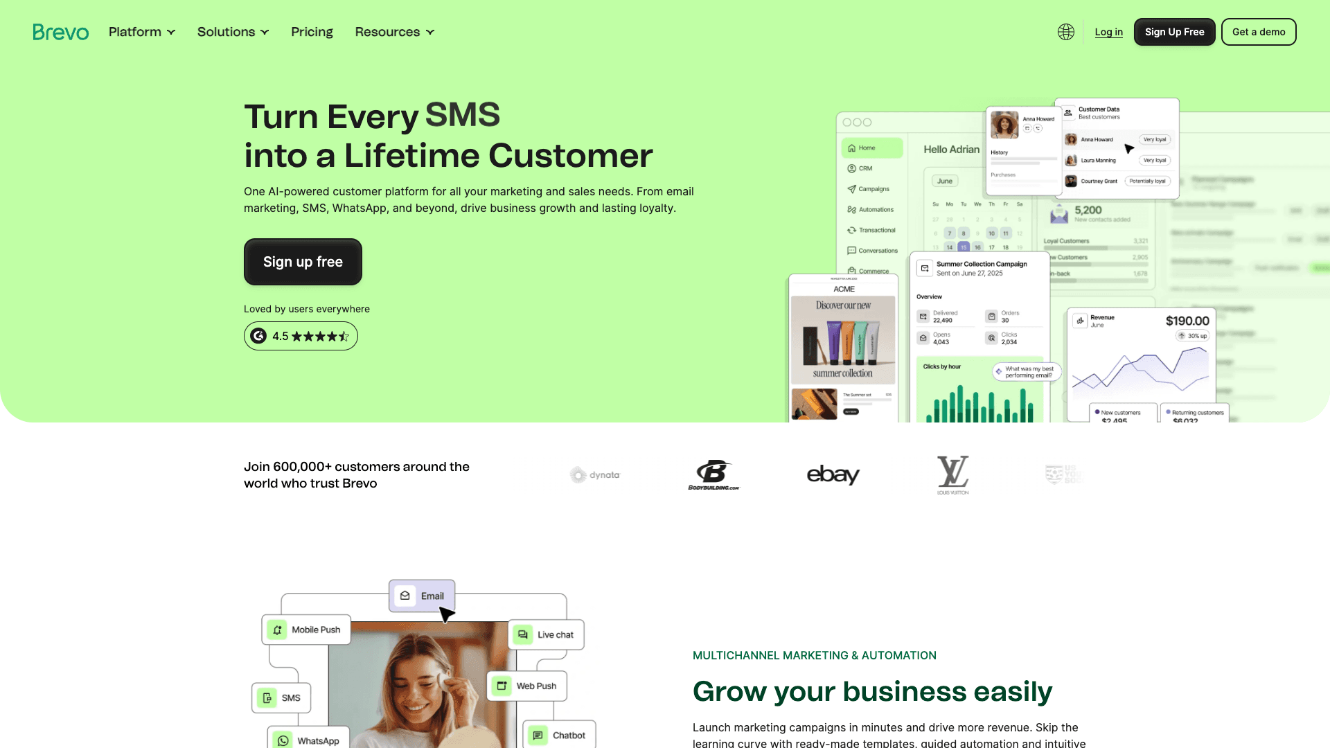 Screenshot of Brevo homepage