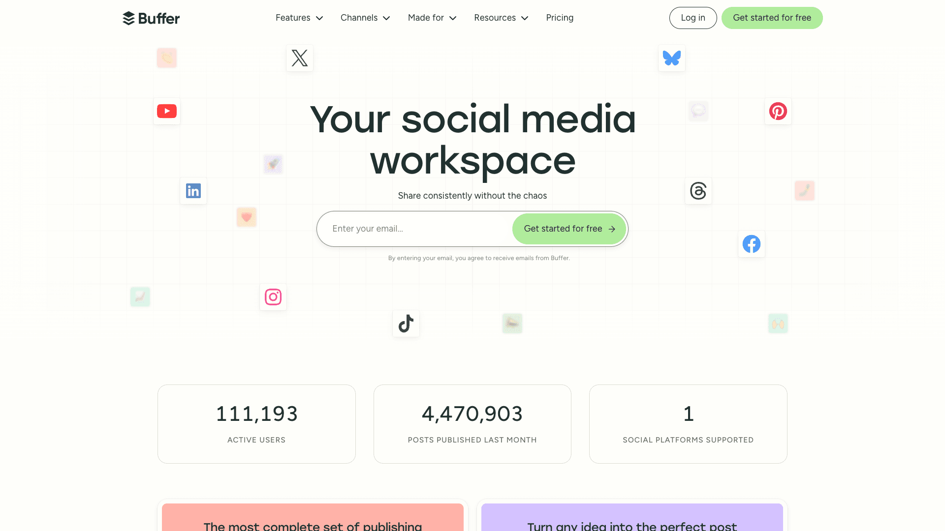 Screenshot of Buffer: Social media management for everyone interface