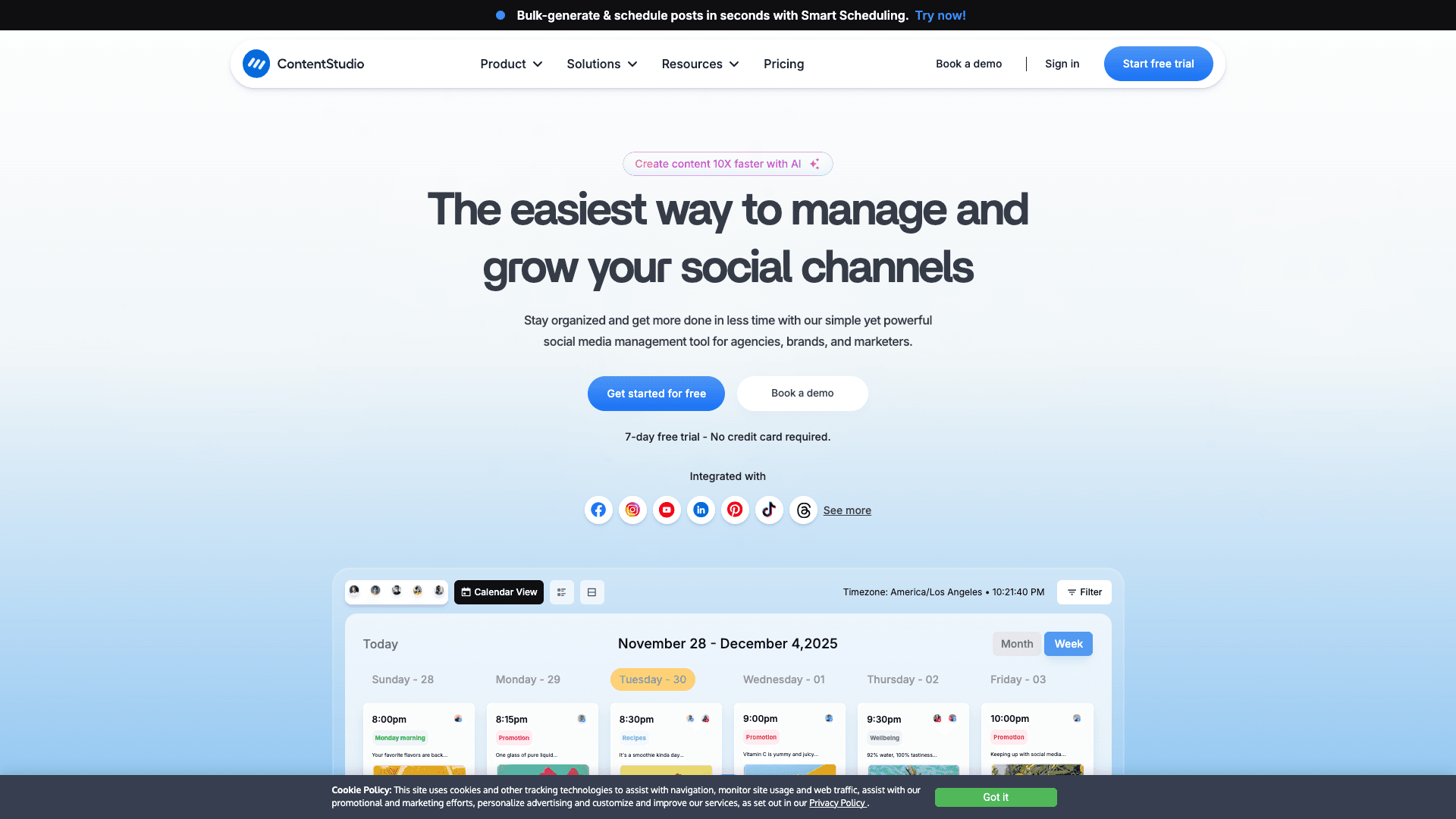 Screenshot of ContentStudio: Unified Social Media Management Tool interface