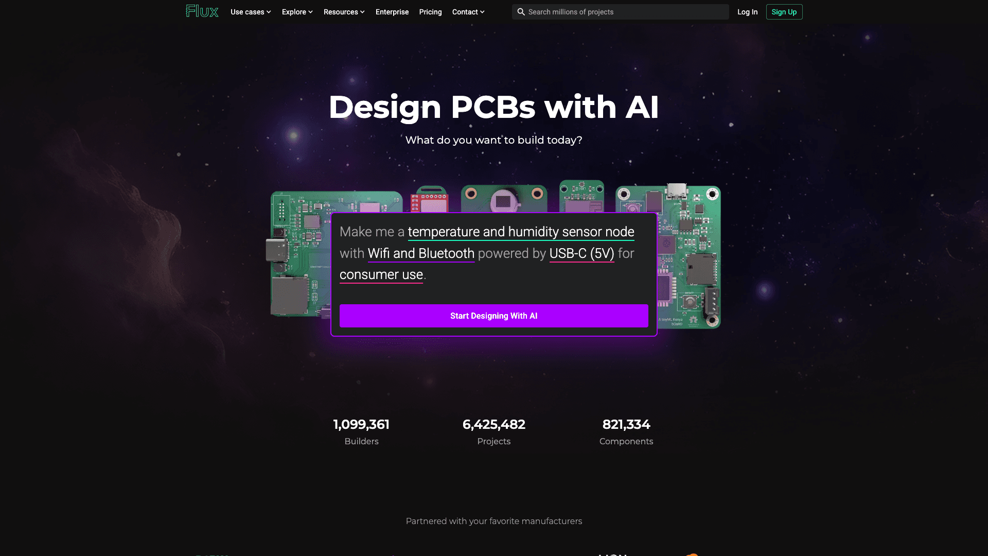 Screenshot of Flux - Design PCBs with AI interface