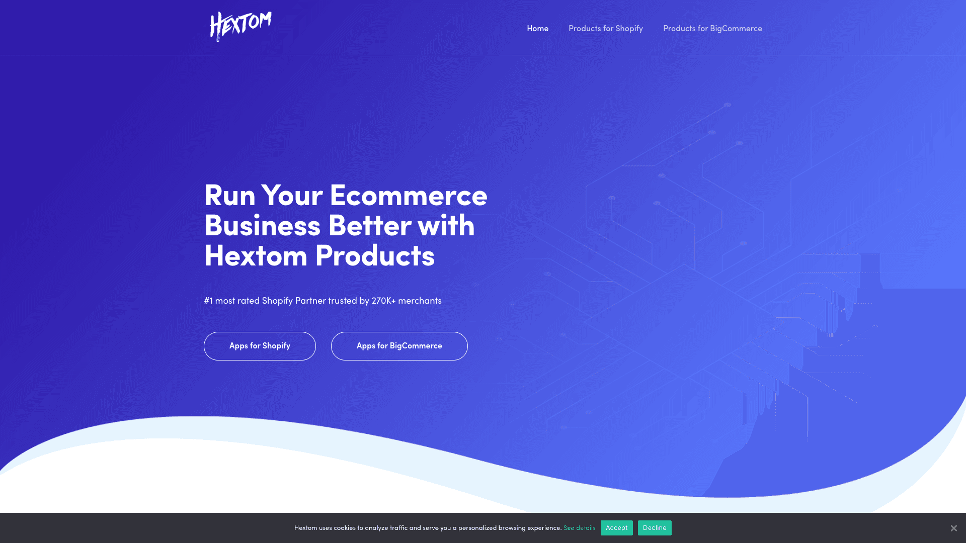 Screenshot of Hextom: Quick Announcement Bar homepage