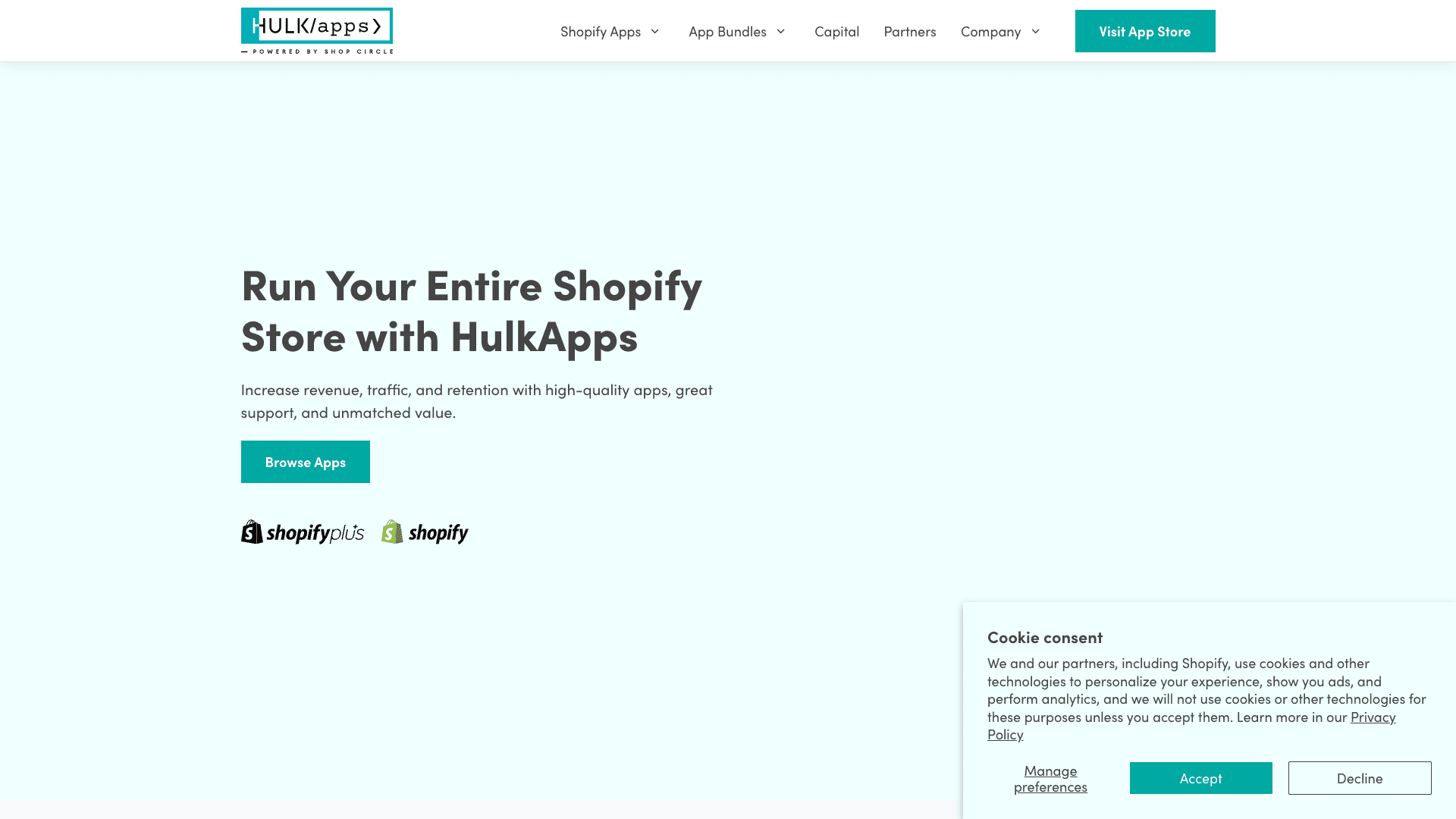 Screenshot of Hulk Volume Discounts homepage