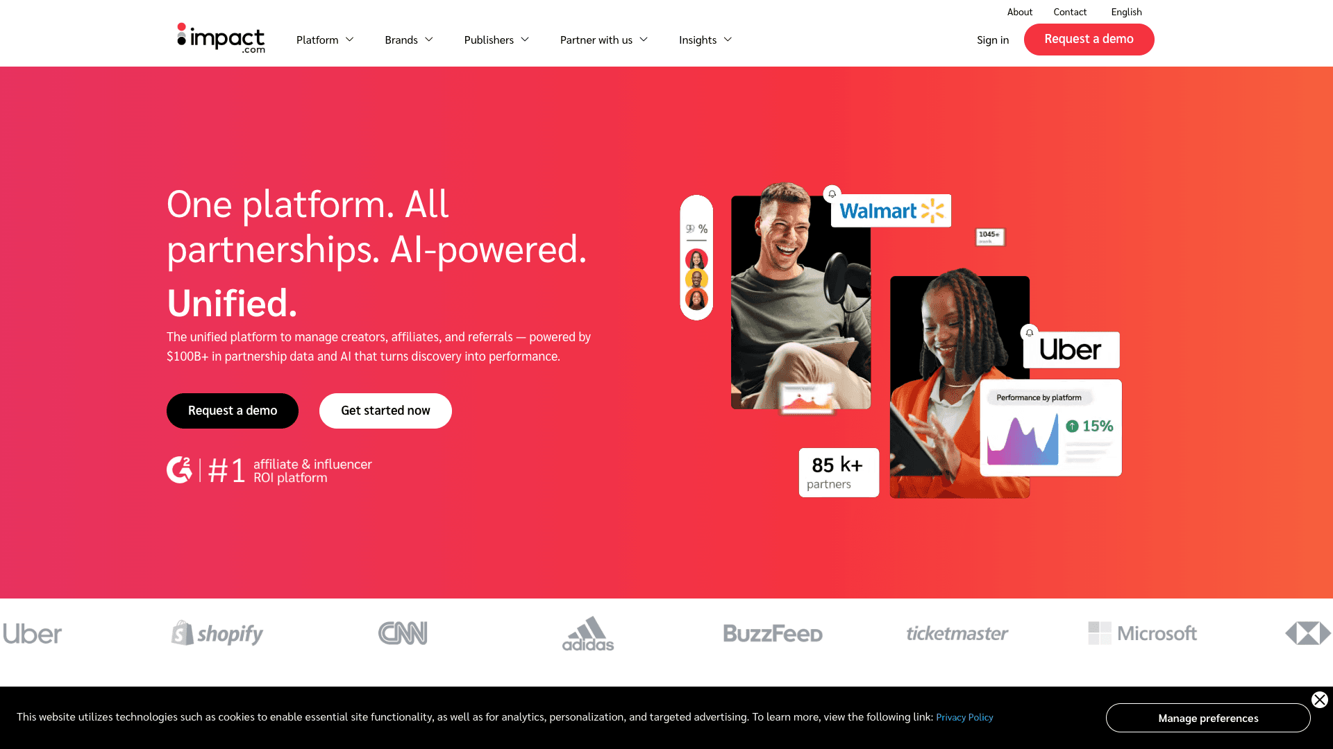 Screenshot of Impact.com homepage