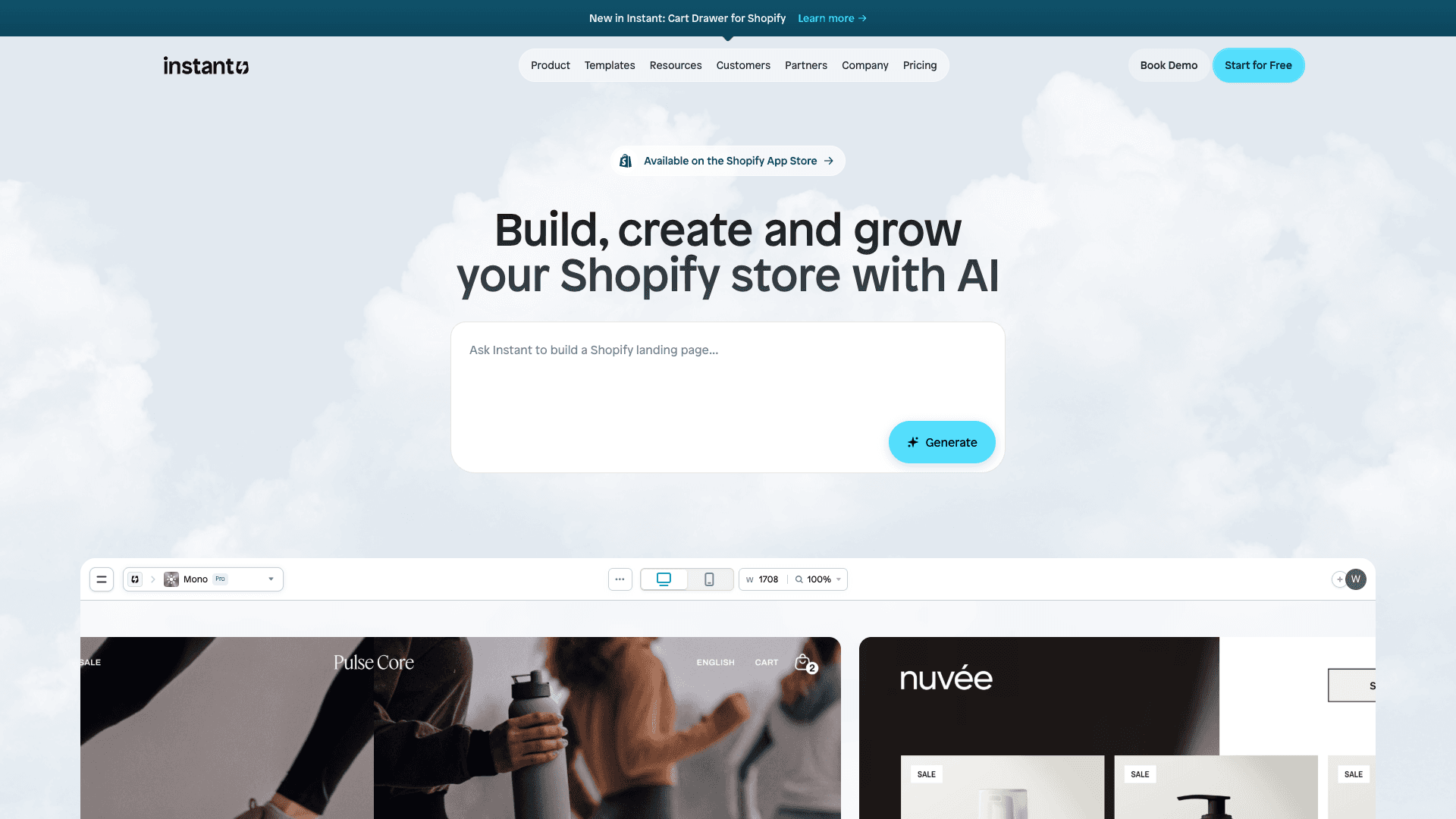 Screenshot of Instant Section & Banner Builder homepage