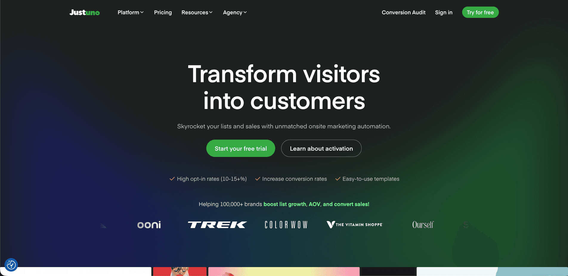 Screenshot of Justuno shopify app
