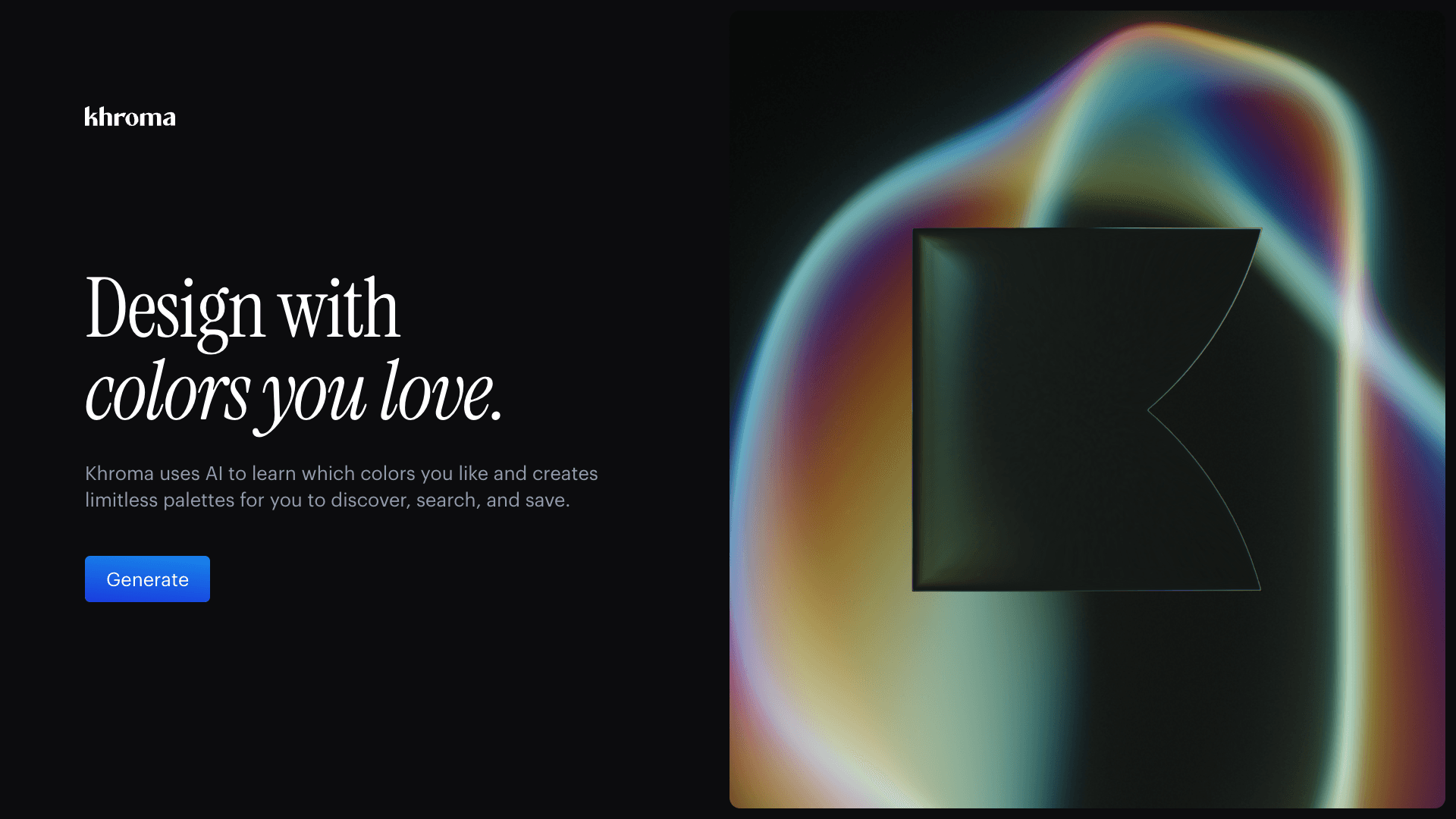 Screenshot of Khroma - AI Color Tool for Designers | Discover and Save ... interface