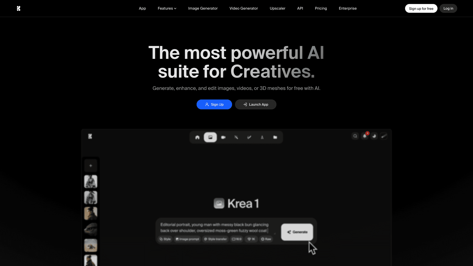 Screenshot of Krea interface