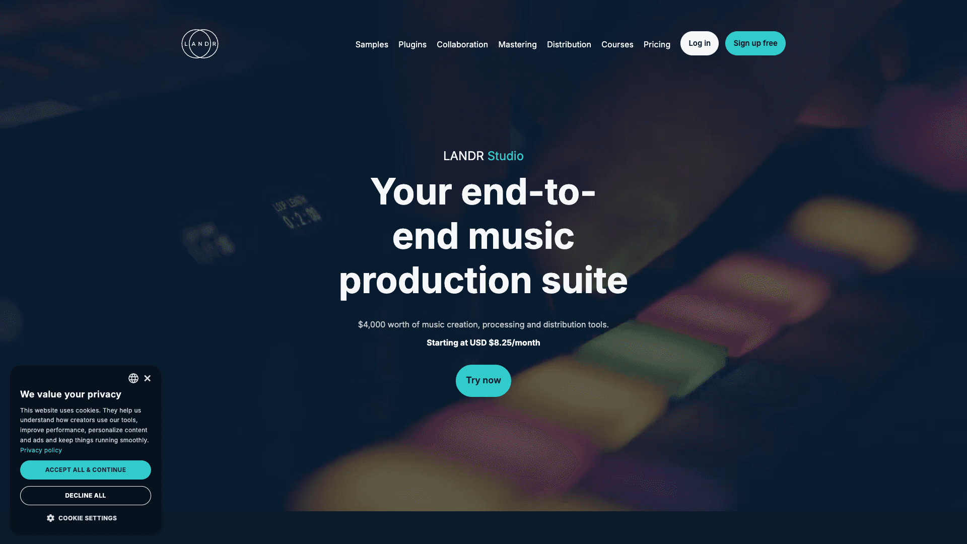 Screenshot of LANDR: The Best Music Production Software for Creators interface
