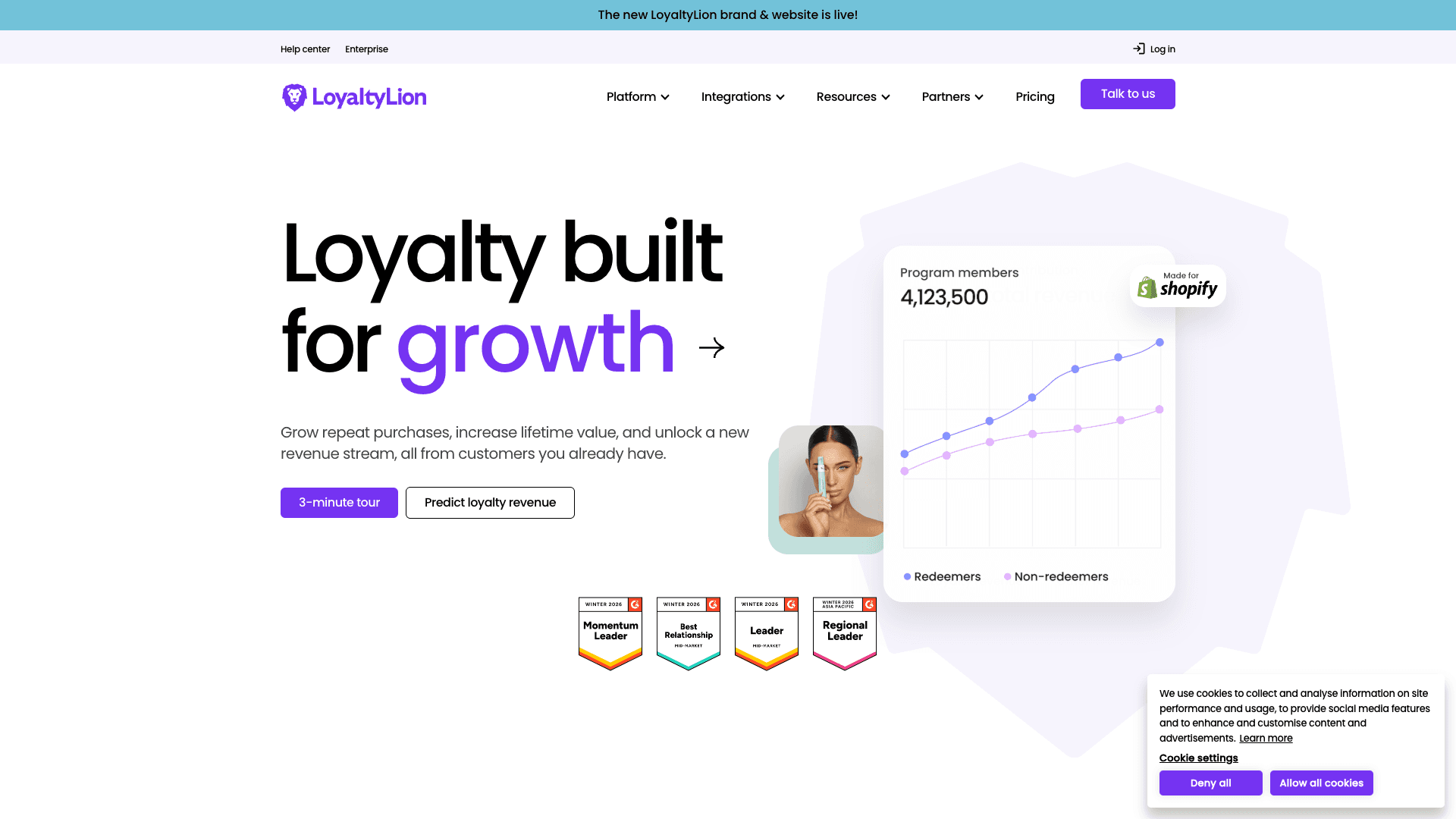 Screenshot of LoyaltyLion homepage
