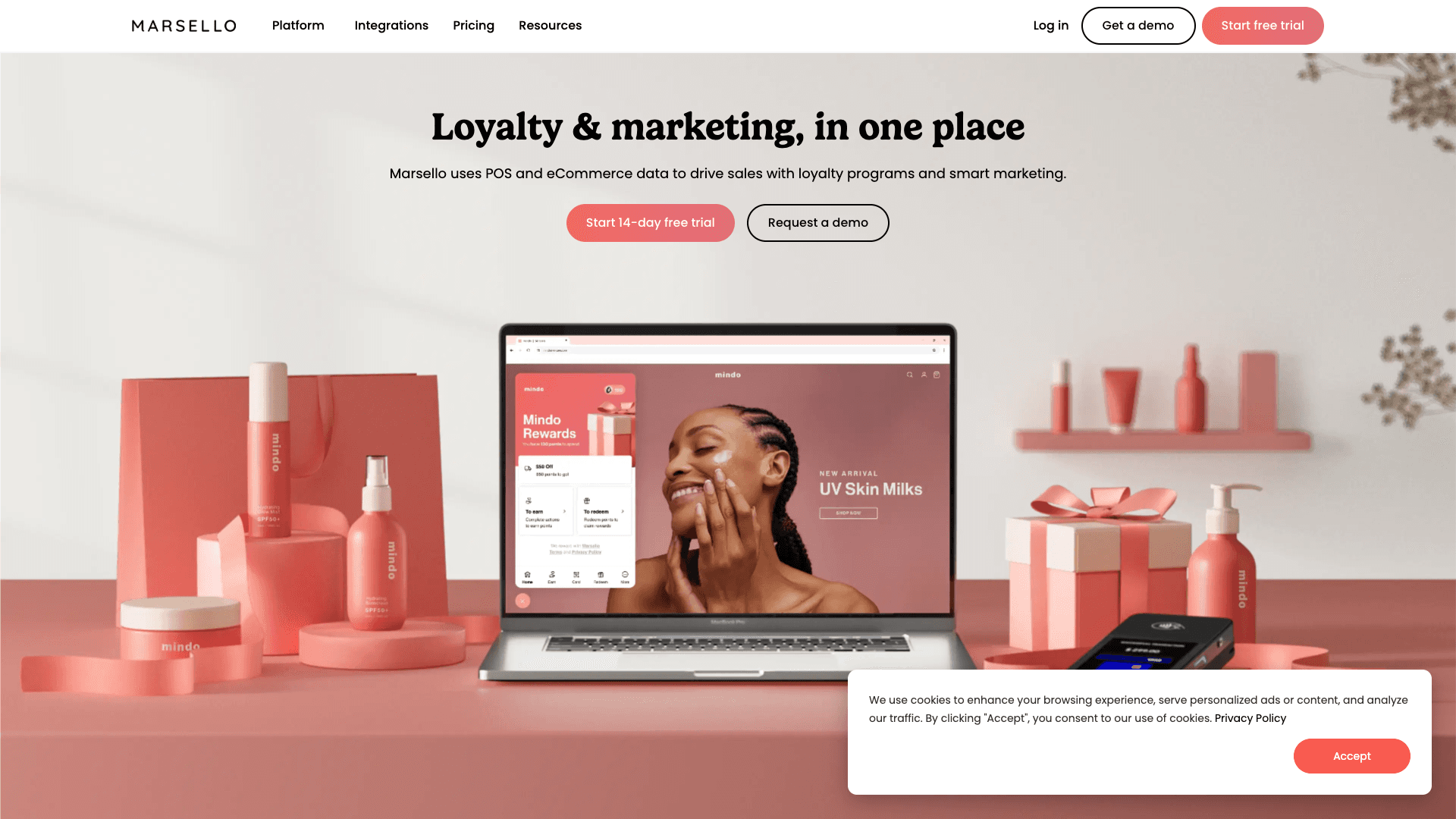 Screenshot of Marsello homepage