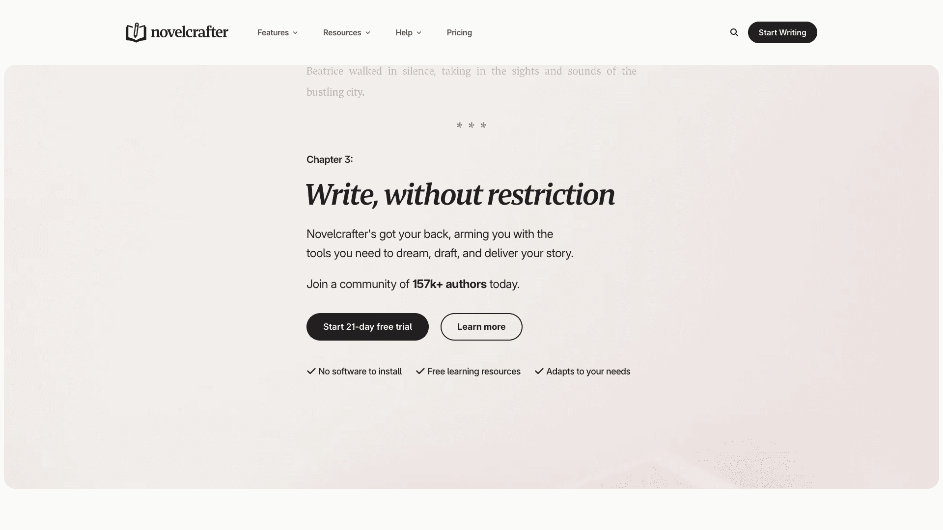 Screenshot of Your Novel Writing Software - Novelcrafter interface