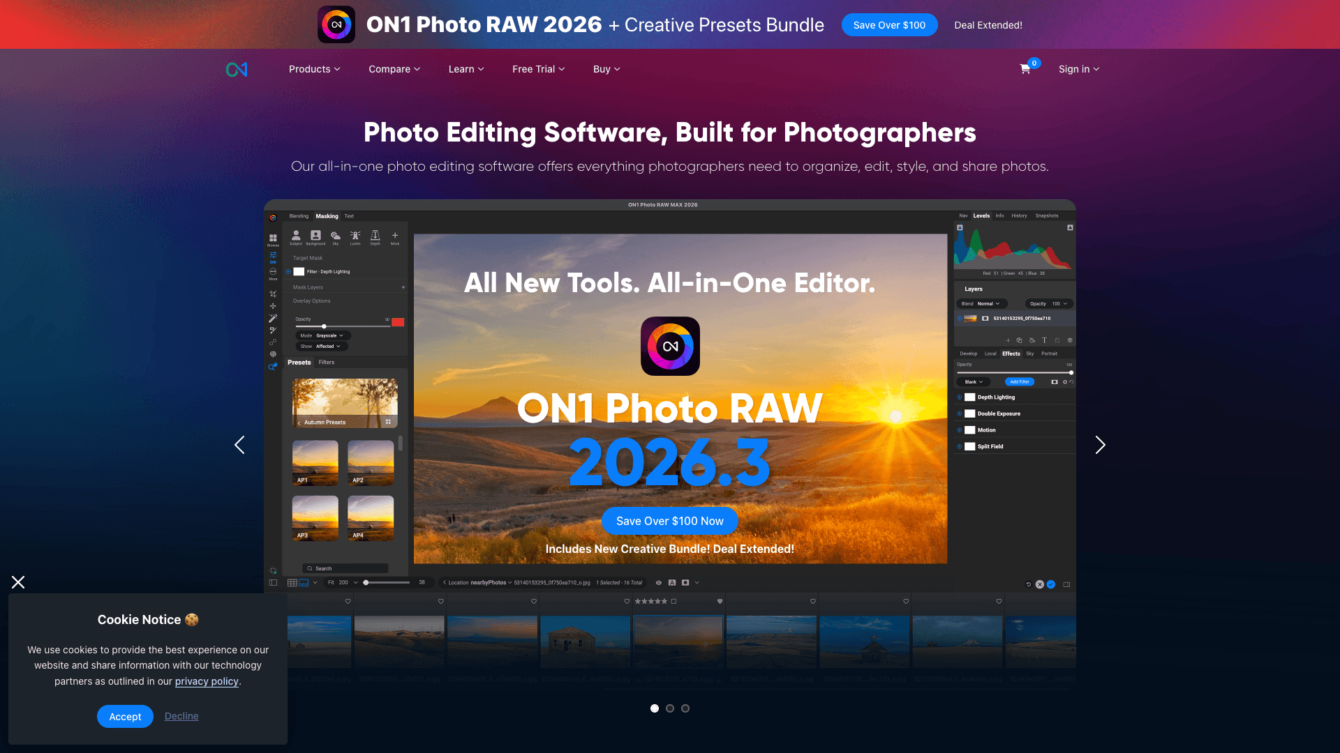 Screenshot of Photo Editing Software | Discover Photography & Picture E... interface