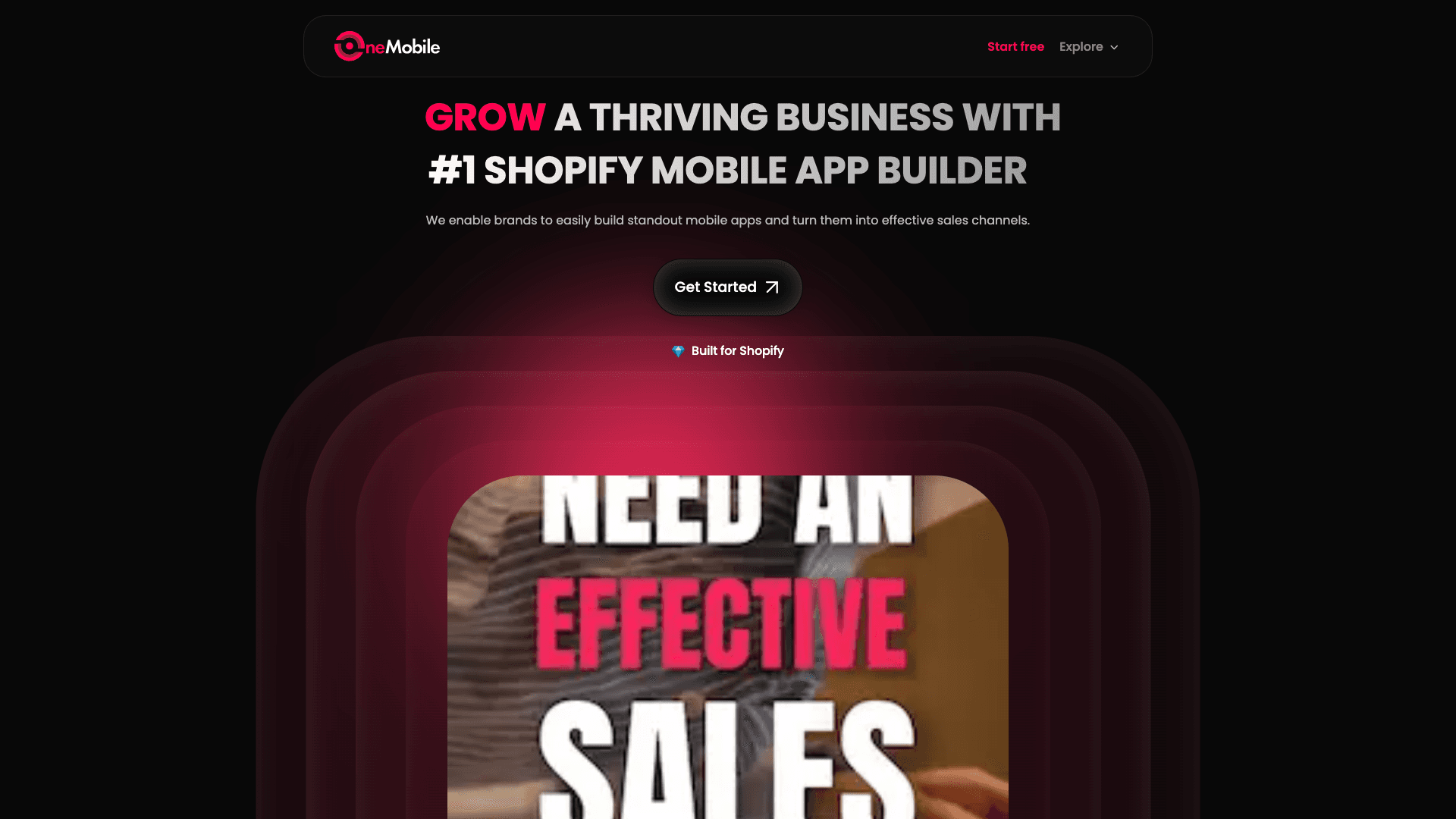 Screenshot of OneMobile homepage