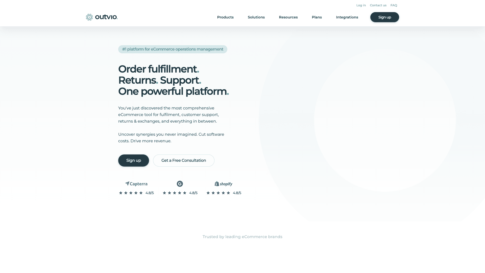 Screenshot of Outvio homepage