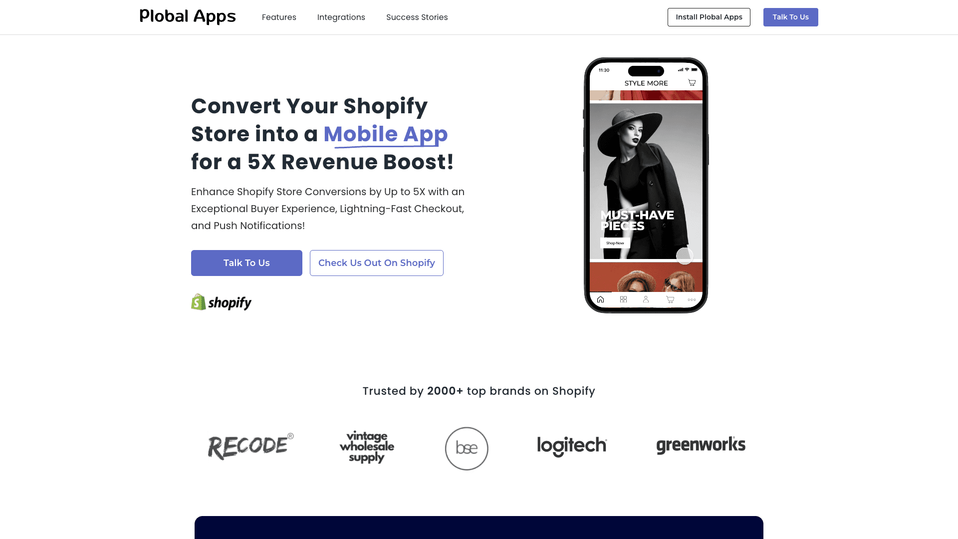 Screenshot of Plobal Apps homepage