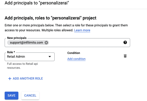 add principals, roles to gcp