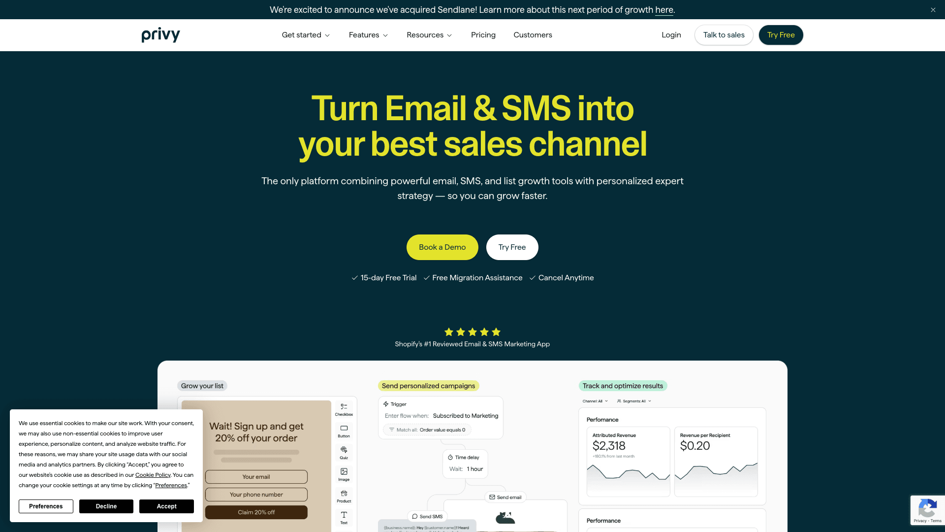 Screenshot of Privy homepage