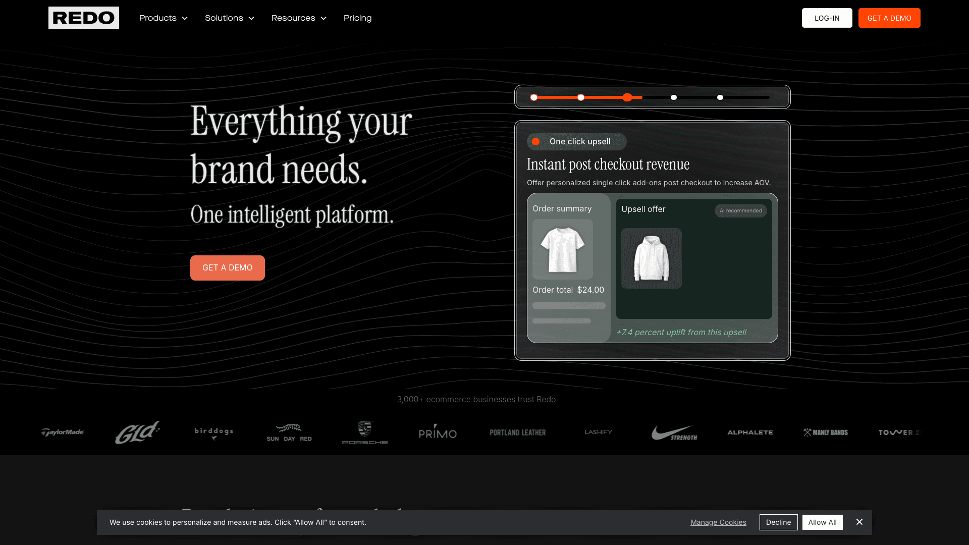 Screenshot of Redo homepage