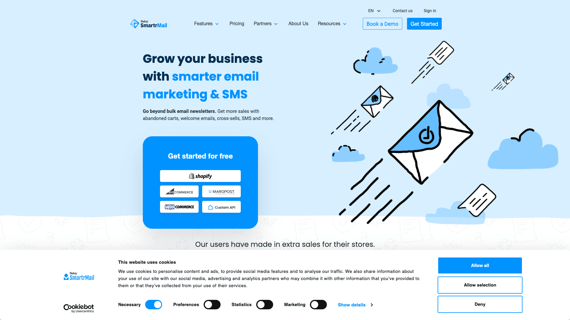 Screenshot of SmartrMail homepage