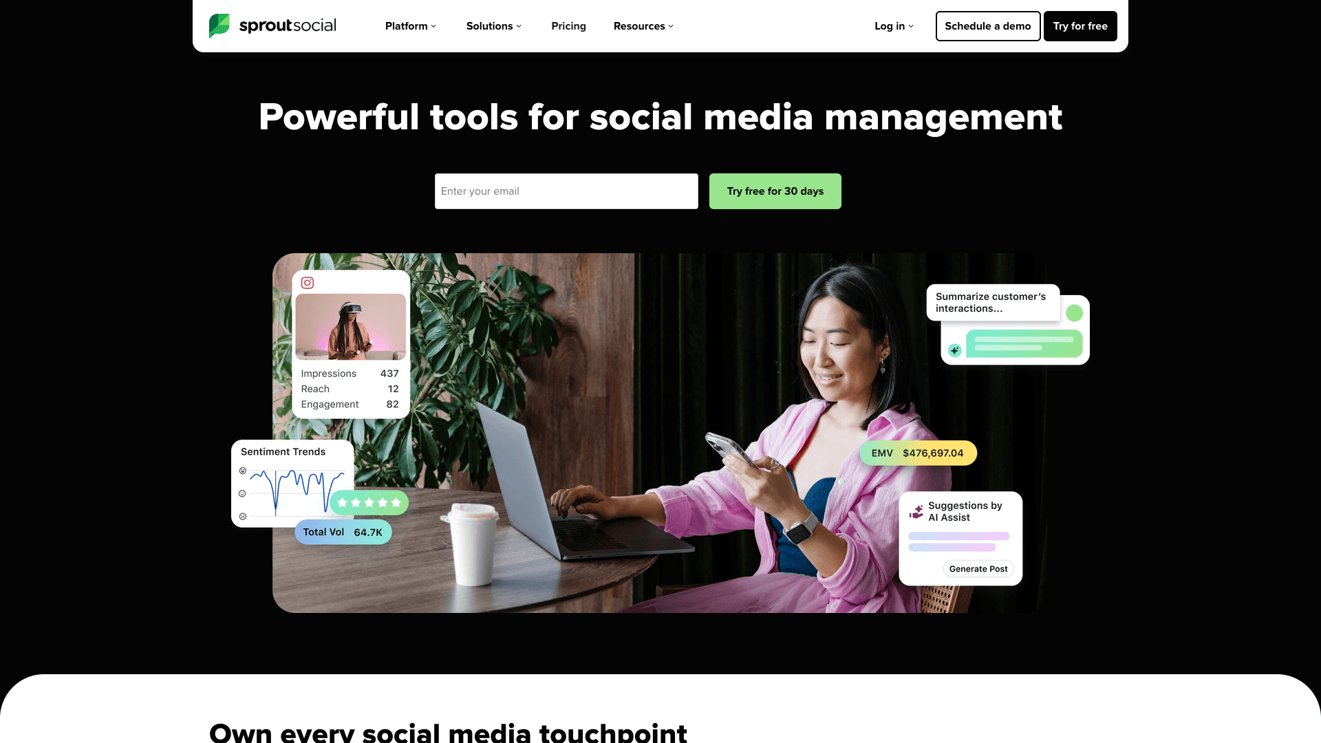 Screenshot of Sprout Social: Social Media Management Tool interface