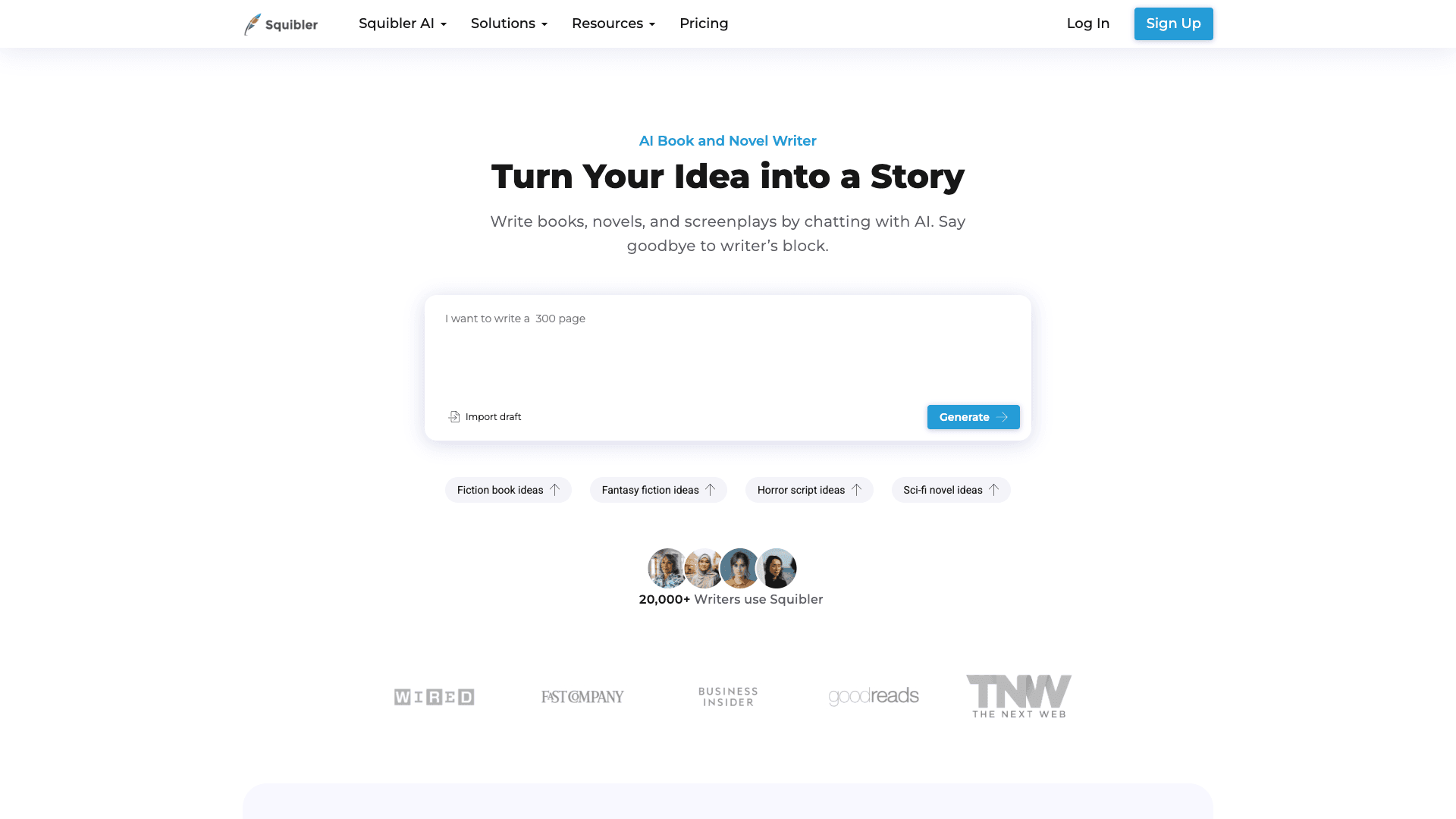 Screenshot of Squibler: AI Book and Novel Writer interface