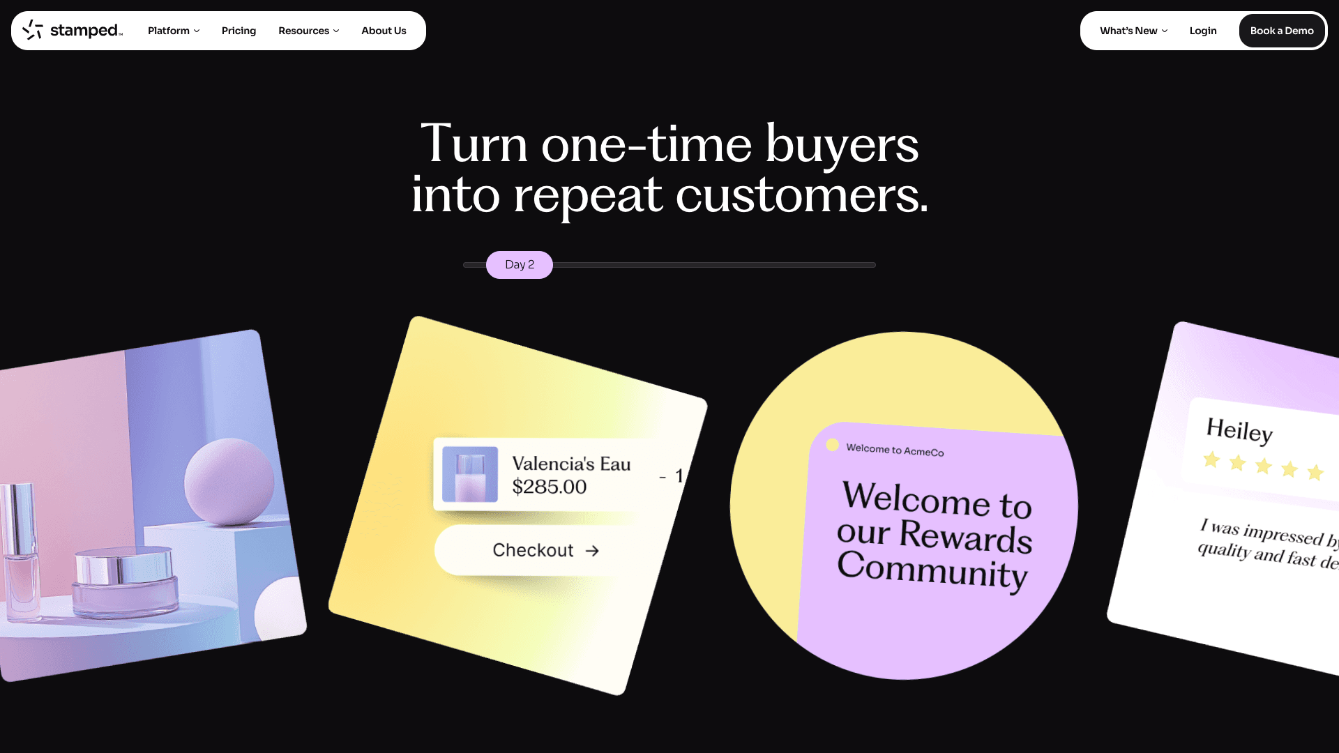 Screenshot of Stamped Loyalty & Referrals homepage