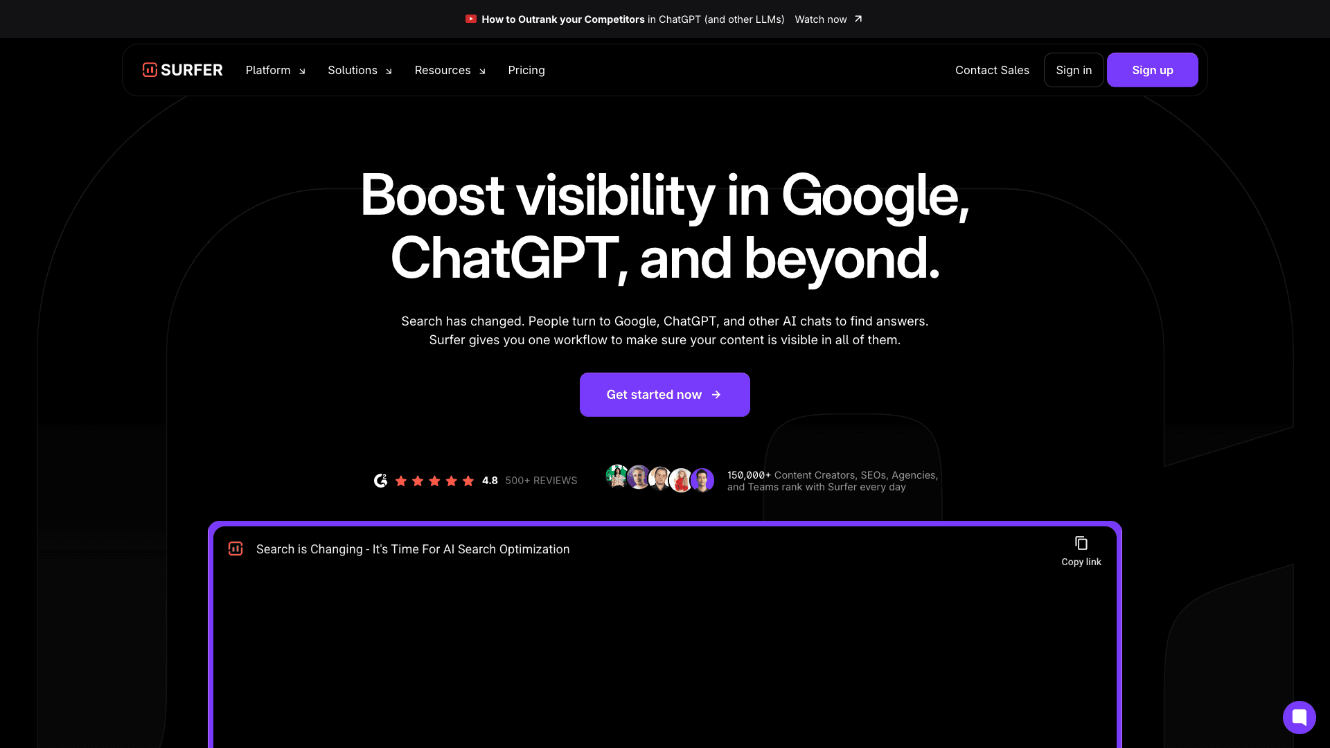 Screenshot of Surfer: SEO Content Optimization Platform interface