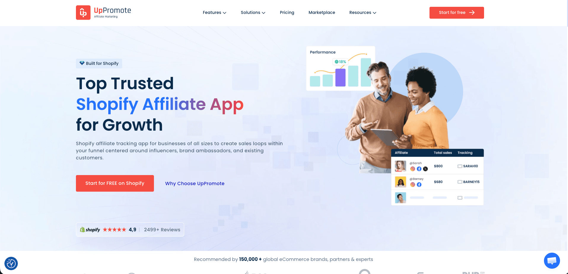 Screenshot of UpPromote homepage