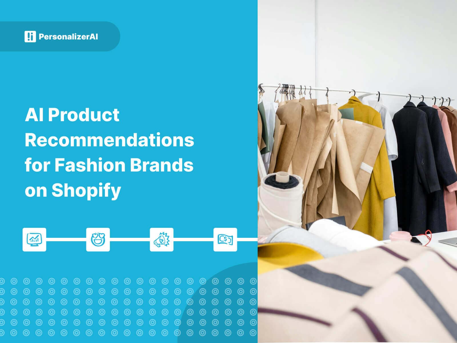 AI Product Recommendations for Fashion Brands on Shopify written on Blue Background