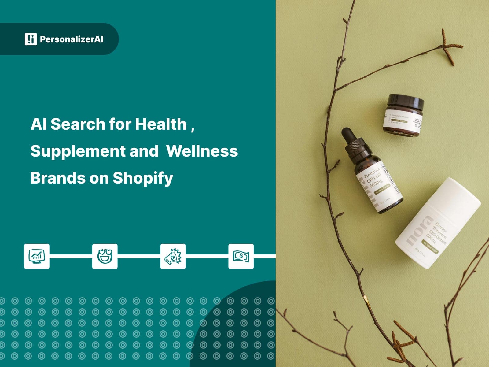 AI Search for Health, Supplement & Wellness Brands on Shopify written on green background