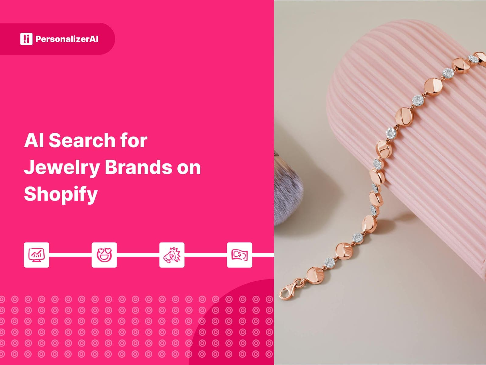 AI Search for Jewelry Brands on Shopify Written on pink background