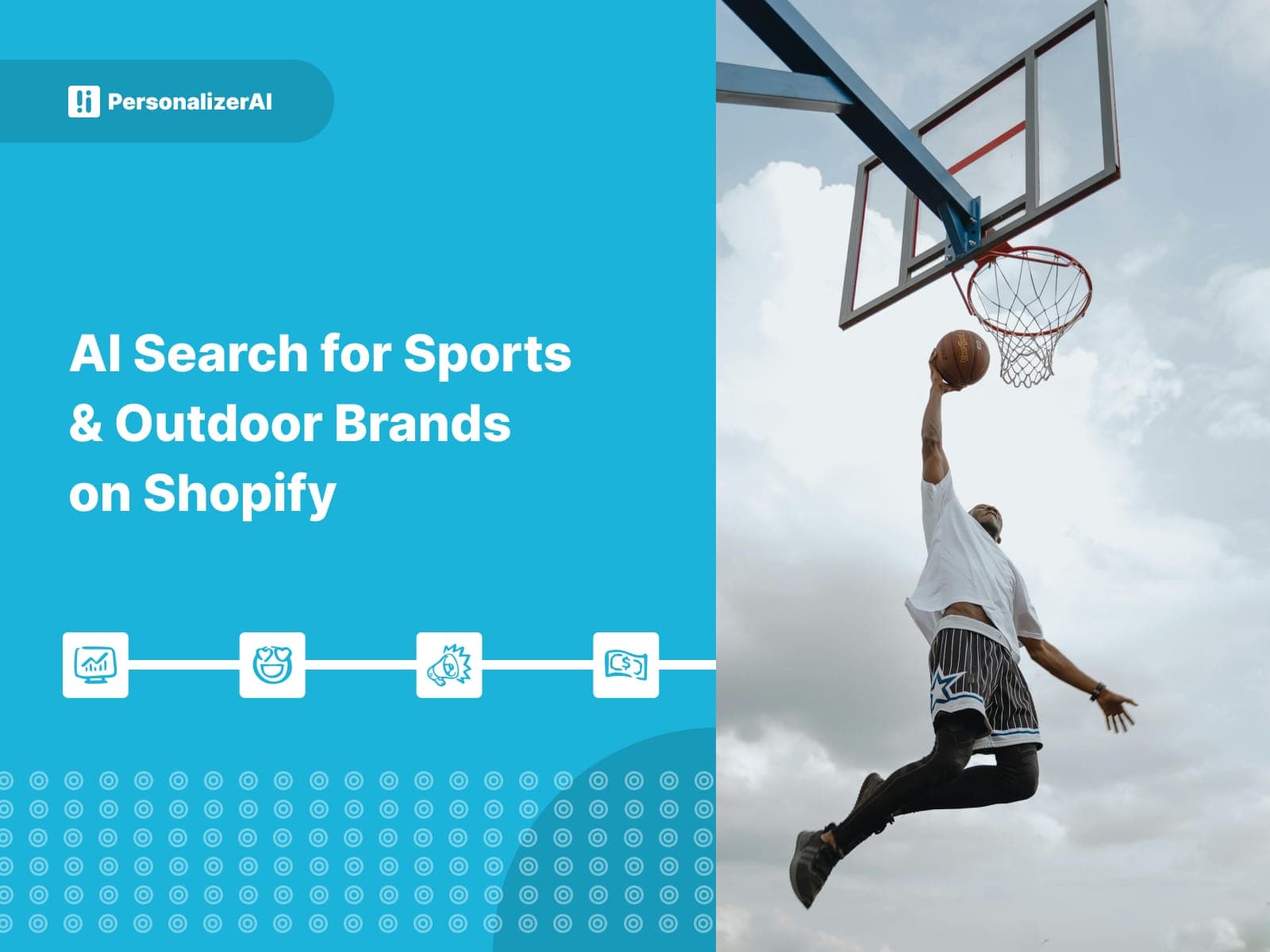 AI Search for Sports & Outdoor Brands on Shopify on blue background