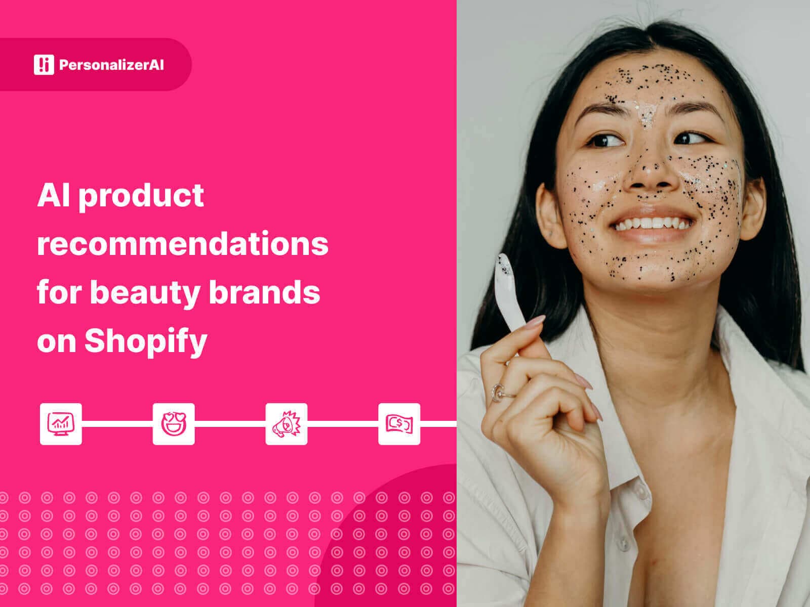 AI product recommendations for beauty brands on Shopify written on pink background