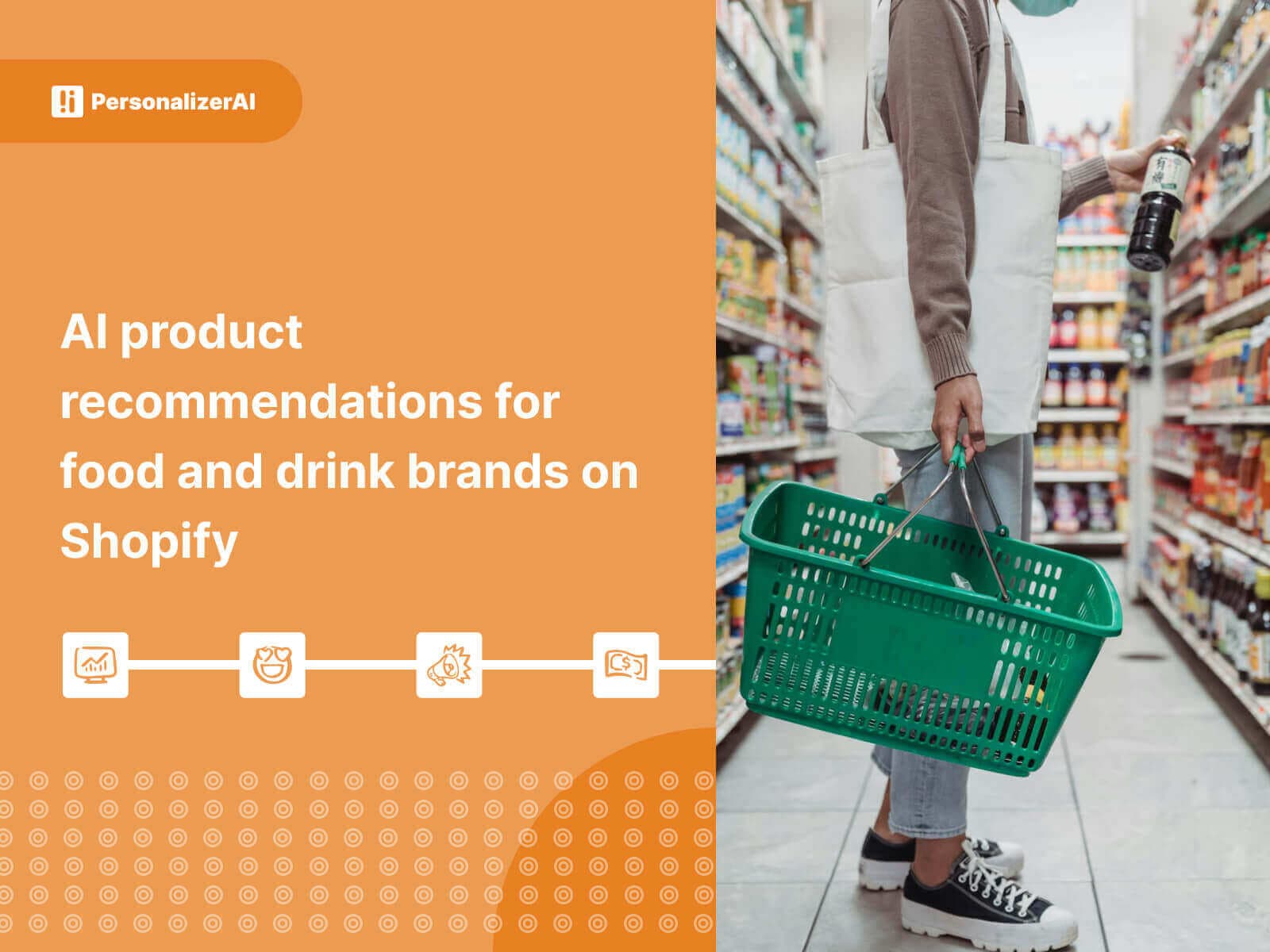 AI product recommendations for food and drink brands on Shopify written on yellow background