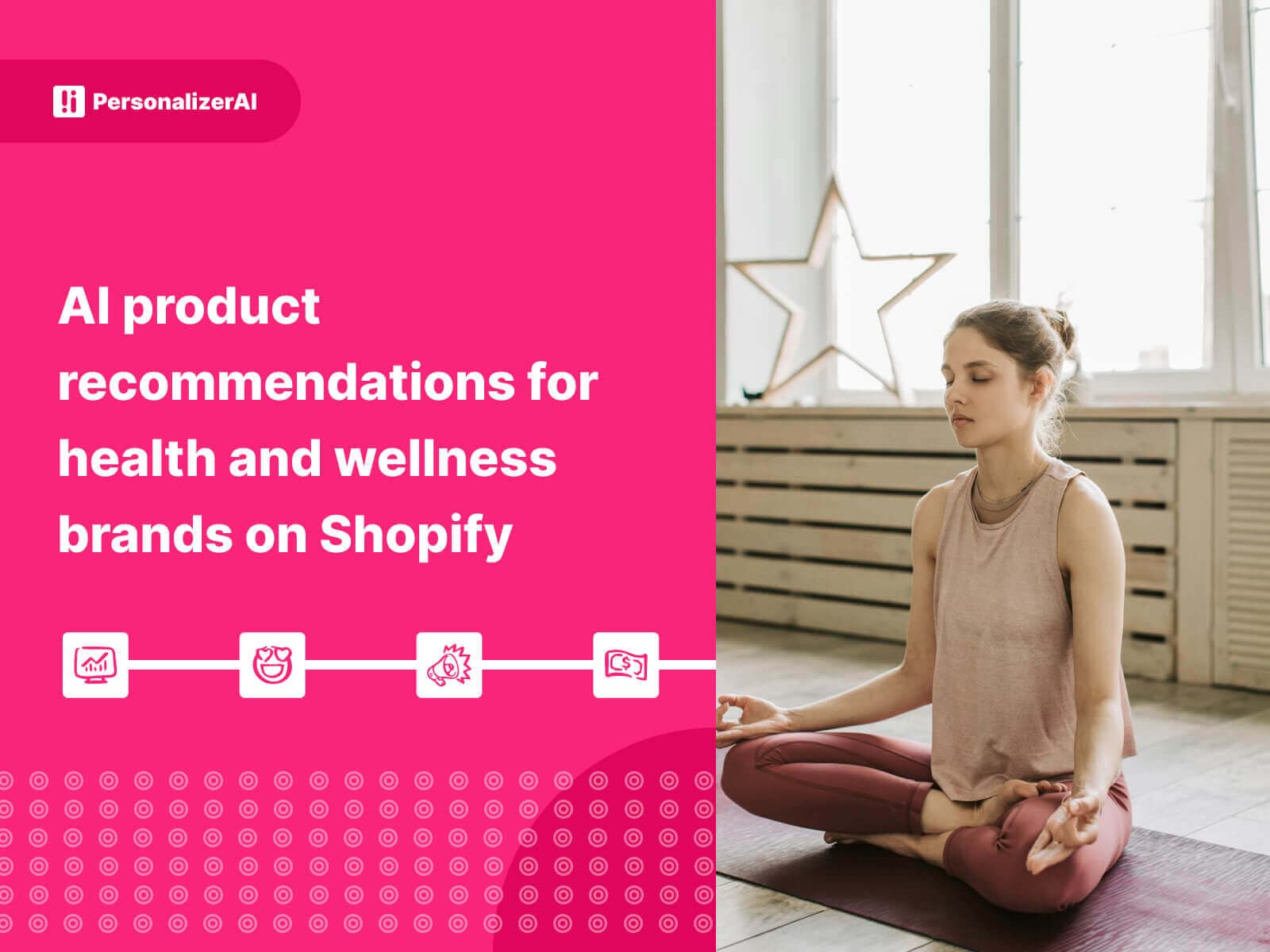 AI product recommendations for health and wellness brands on Shopify written on pink background
