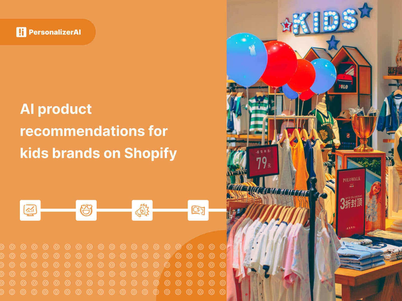 AI product recommendations for kids brands on Shopify written on yellow background
