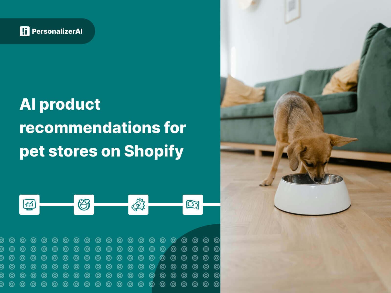 AI product recommendations for pet stores on Shopify written on green background