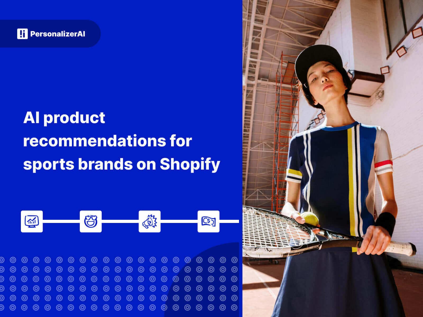 AI product recommendations for sports brands on Shopify written on blue background