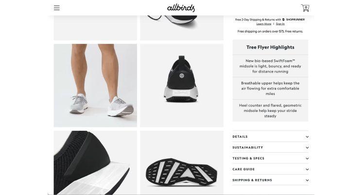 allbirds.com product images and description
